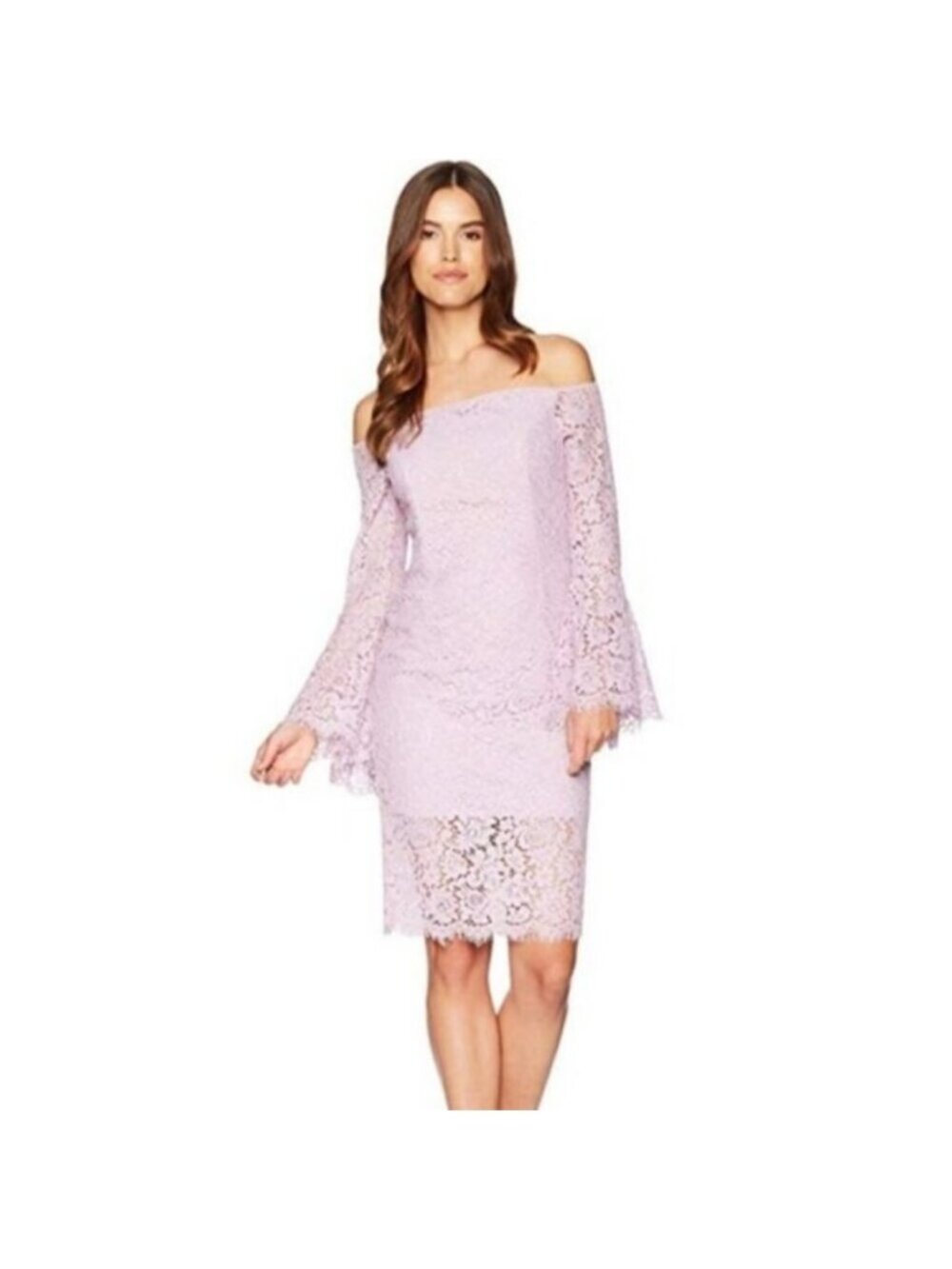 Bardot Solange Off-the-shoulder Lace Dress Size 6 Purple